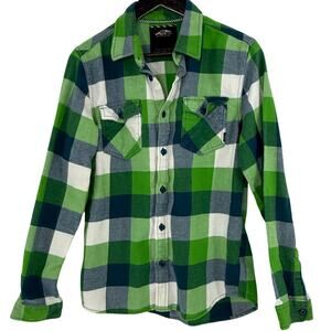 Vans Off The Wall Buffalo Plaid Flannel Mens Small Green Blue